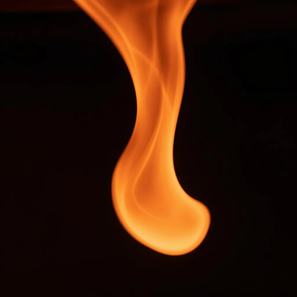 Molten glass glowing deep orange on dark
